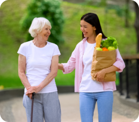 Two person walking