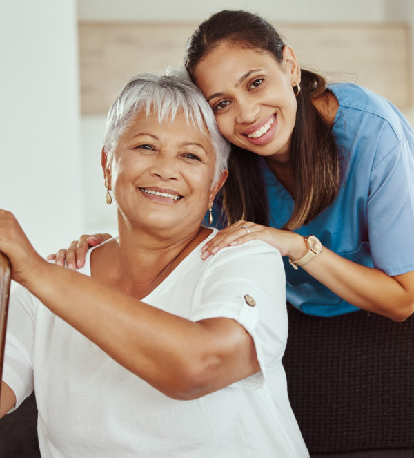 Two person smiling