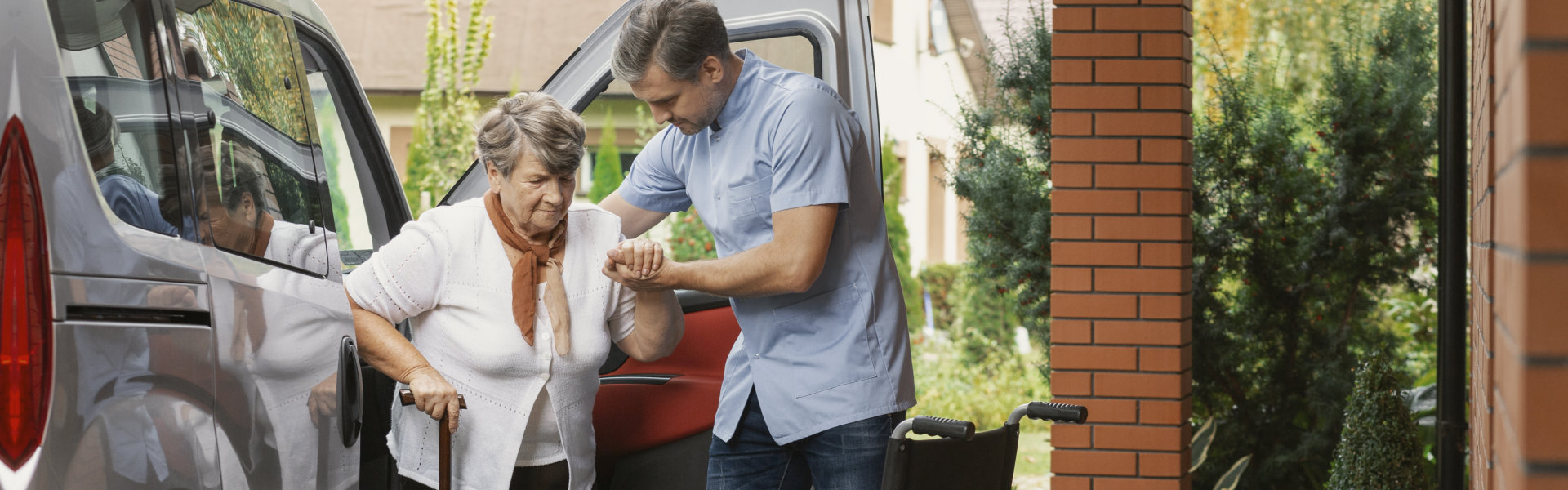 Caretaker caring for an elderly person