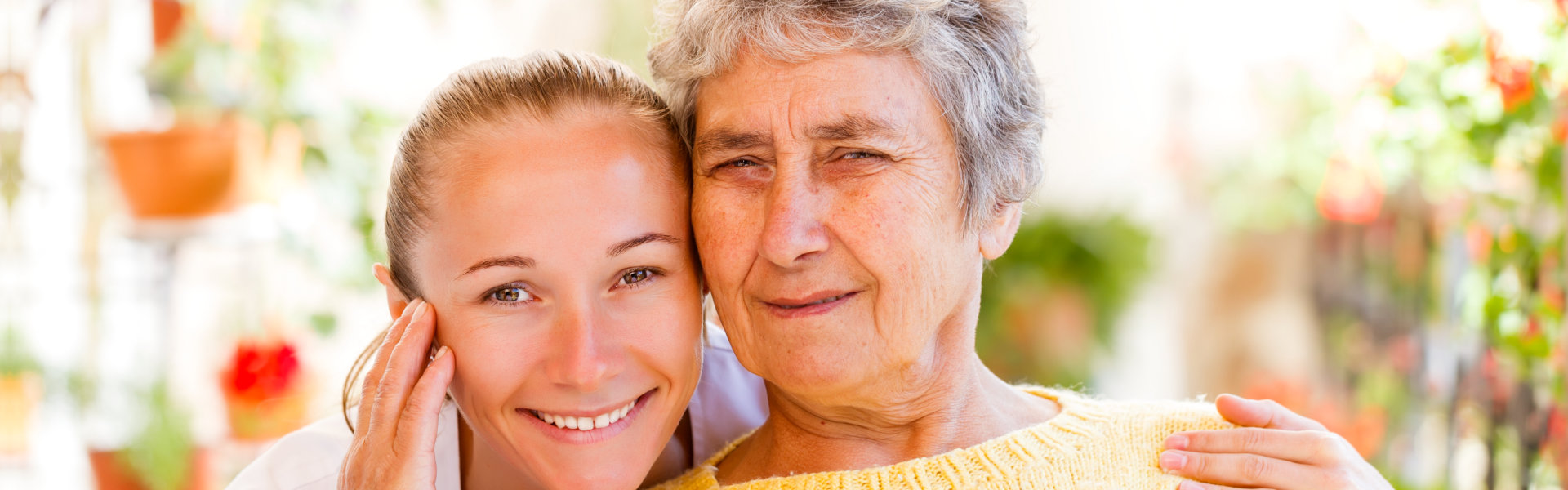 Two person smiling