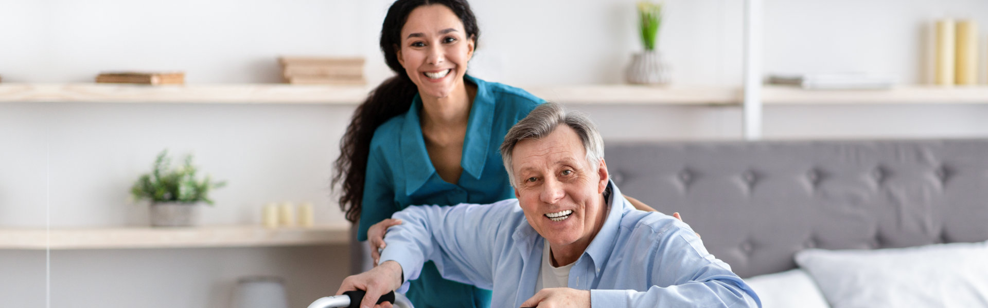 Two person smiling