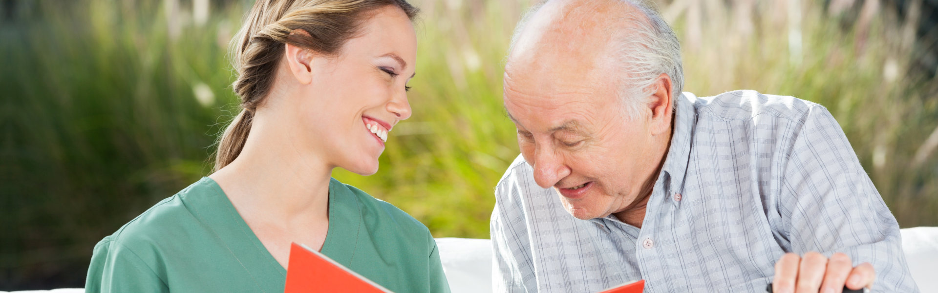 Two person laughing